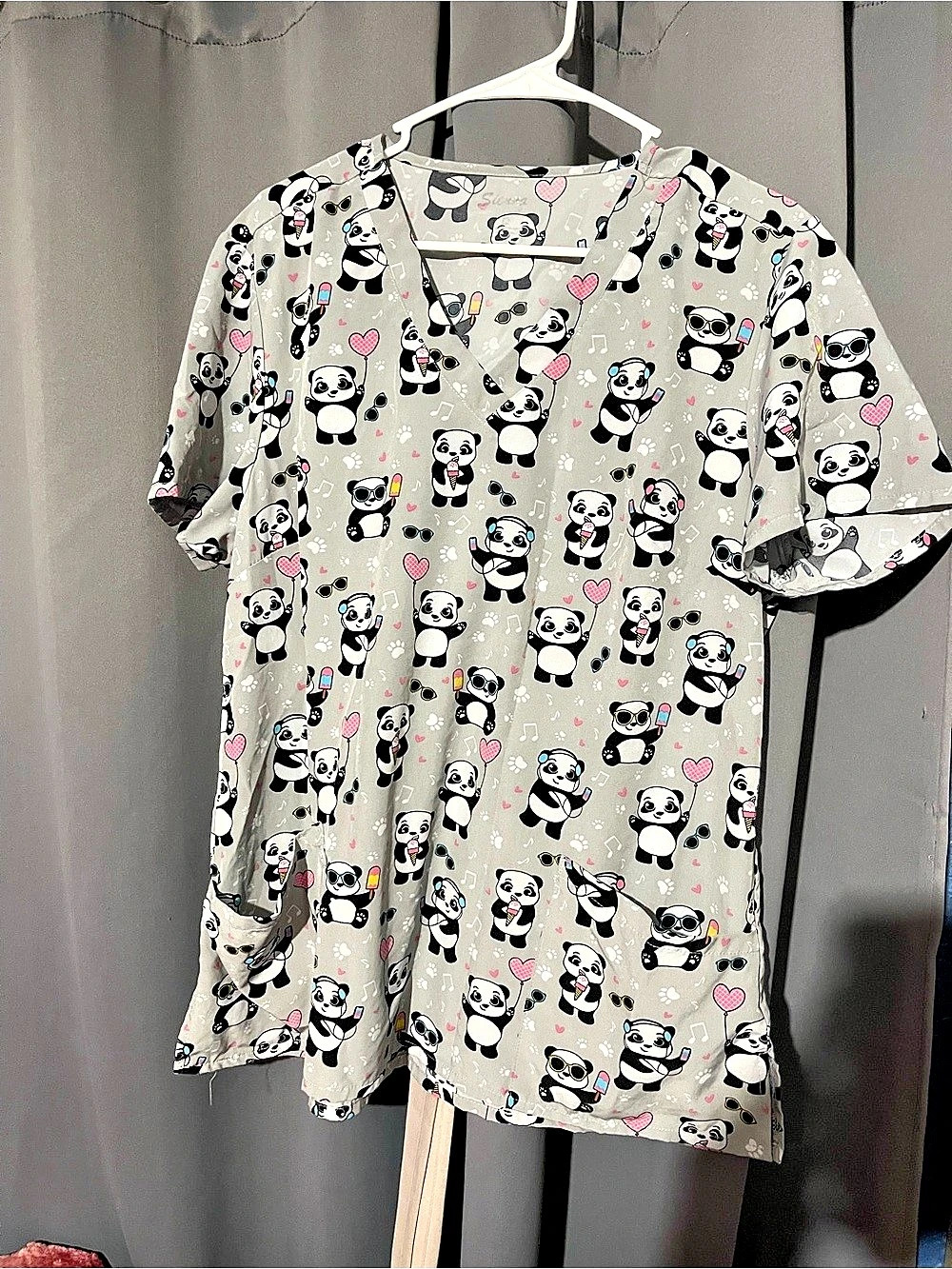 Scrub Panda Print Short Sleeve Top